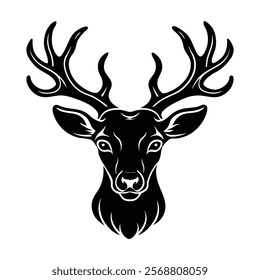 Reindeer head vector silhouette art illustration