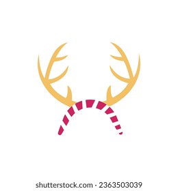 Reindeer headband, Christmas party accessory - cartoon flat vector illustration isolated on white background. Winter holidays costume. Cute headwear with antlers.