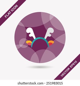 reindeer headband flat icon with long shadow,eps10