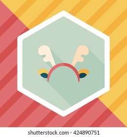 reindeer headband flat icon with long shadow,eps10
