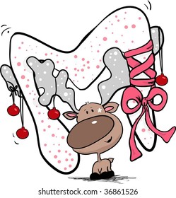 reindeer holding the letter M