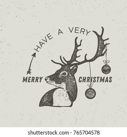 Reindeer Holiday Card, graphic style