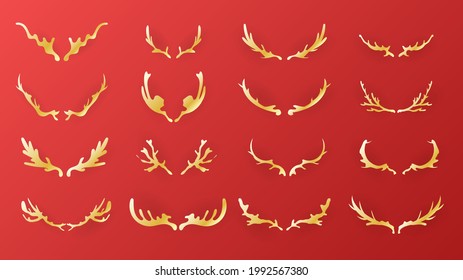 Reindeer horn Vector in Christmas Holiday isolated on red background , illustration Vector EPS10
