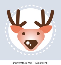 reindeer horns face happy new year merry christmas decoration concept flat vector illustration