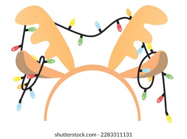 Reindeer horns head band. vector illustration