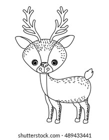 Reindeer icon. Animal cartoon and nature theme. Isolated and drawn design. Vector illustration
