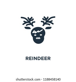 Reindeer icon. Black filled vector illustration. Reindeer symbol on white background. Can be used in web and mobile.