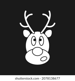 Reindeer icon Christmas card. Isolated on black background, vector illustration. Christmas Design