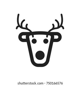 reindeer icon design with white background. outline design style.vector illustration