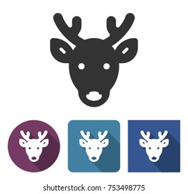 Reindeer icon in different variants with long shadow