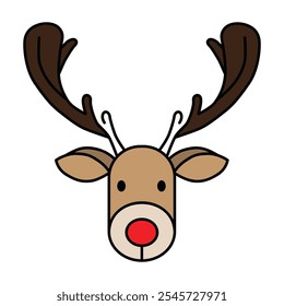 A reindeer icon with distinctive antlers, bringing a cheerful Christmas spirit. Perfect for greeting cards, apps, and holiday-themed designs.