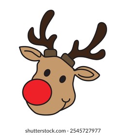 A reindeer icon with distinctive antlers, bringing a cheerful Christmas spirit. Perfect for greeting cards, apps, and holiday-themed designs.