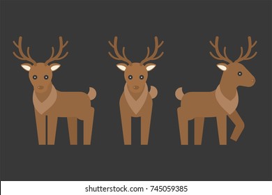 reindeer icon  flat design in front   side
