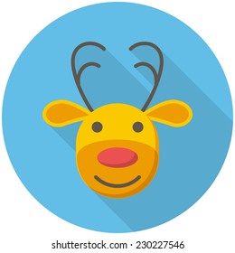 Reindeer icon (flat design with long shadows)