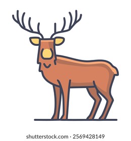 Reindeer icon. Flat illustration of deer vector symbol for web design