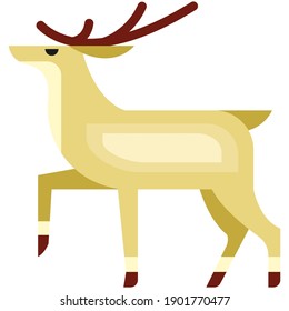 Reindeer icon, flat vector illustration isolated on white background. Christmas and New Year holidays symbol, decoration.