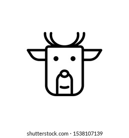 Reindeer icon with outline black. Icon for christmas
