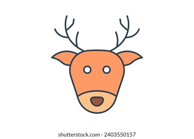 reindeer icon. icon related to Christmas and the end of the year. flat line icon style. simple vector design editable