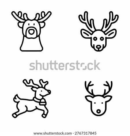 Reindeer Icon Set Christmas Deer Vector Collection