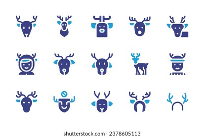 Reindeer icon set. Duotone color. Vector illustration. Containing reindeer, deer, headband, no hunting, boy, reindeer antlers.