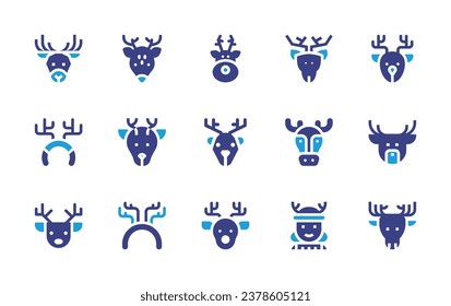 Reindeer icon set. Duotone color. Vector illustration. Containing deer, reindeer, reindeer antlers, moose, girl, costume.