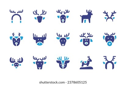 Reindeer icon set. Duotone color. Vector illustration. Containing reindeer, deer, earmuffs, headband.