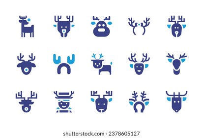 Reindeer icon set. Duotone color. Vector illustration. Containing reindeer, deer, headband, earmuffs, girl.