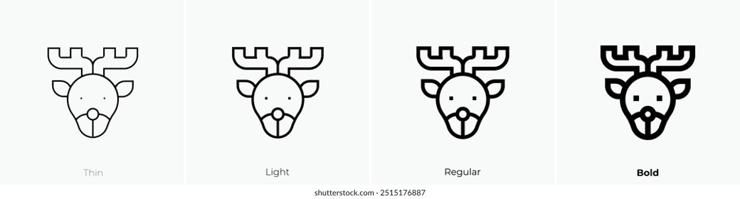 reindeer icon. Thin, Light Regular And Bold style design isolated on white background