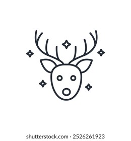 reindeer icon. vector.Editable stroke.linear style sign for use web design,logo.Symbol illustration.