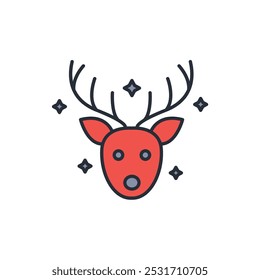 reindeer icon. vector.Editable stroke.linear style sign for use web design,logo.Symbol illustration.