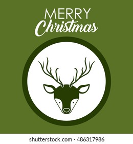 Reindeer inside circle icon. Merry Christmas season and decoration theme. Colorful design. Vector illustration
