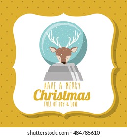 Reindeer inside sphere icon. Merry Christmas season decoration figure theme. Frame design. Vector illustration