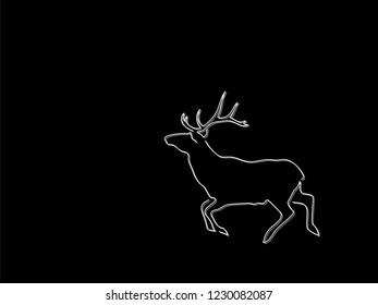 Reindeer isolated line drawing, vector illustration design. 