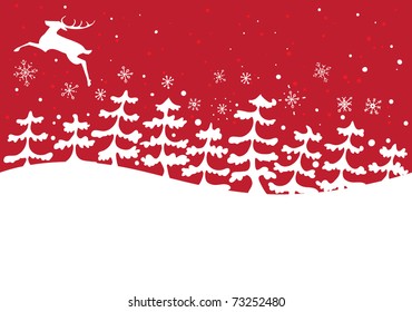 Reindeer jumping over snow