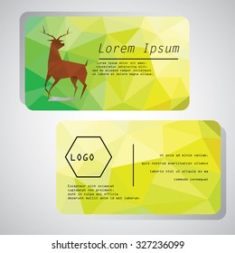 Reindeer and jungle lowpoly design for business card.