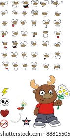 reindeer kid cartoon set in vector format