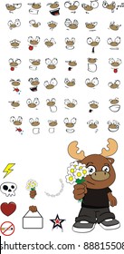 reindeer kid cartoon set in vector format