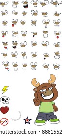 reindeer kid cartoon set in vector format