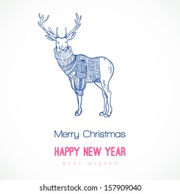 Reindeer in knitted sweater, minimal style