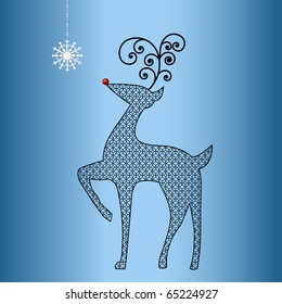 reindeer with lacy pattern red nose funky antlers