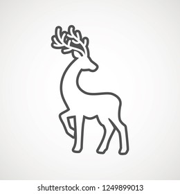 Reindeer line icon. Deer running silhouette , Reindeer icon design for Xmas cards, banners and flyers, vector illustration isolated on white background. Logo template. Elk logotype. Hunting.