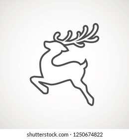 Reindeer line icon. Deer running silhouette , Reindeer icon design for Xmas cards, banners and flyers, vector illustration isolated on white background. Logo template. Elk logotype. Hunting.