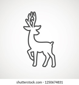 Reindeer line icon. Deer running silhouette , Reindeer icon design for Xmas cards, banners and flyers, vector illustration isolated on white background. Logo template. Elk logotype. Hunting.