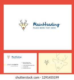 Reindeer Logo design with Tagline & Front and Back Busienss Card Template. Vector Creative Design