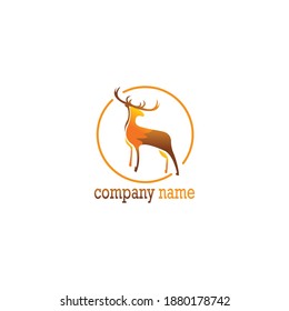 reindeer logo symbol illustration color circle design vector template