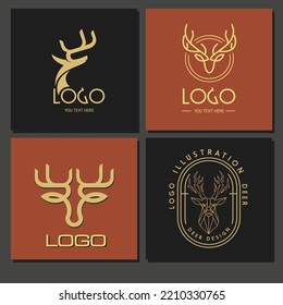 Reindeer Logo Templates Classical Handdrawn Polygonal Shapes.