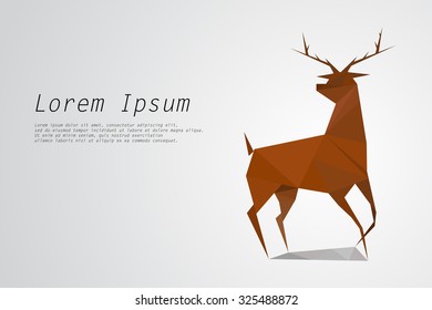 Reindeer lowpoly on white background