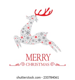 reindeer made from snowflakes on white background