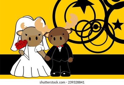 reindeer married cartoon background in vector format very easy to edit