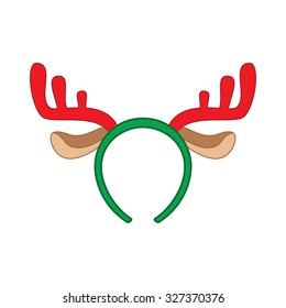 Reindeer mask. Funny christmas reindeer horns vector illustration. 